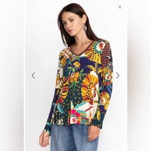 Johnny Was The Janie Favorite Long Sleeve V-Neck Swing Tee